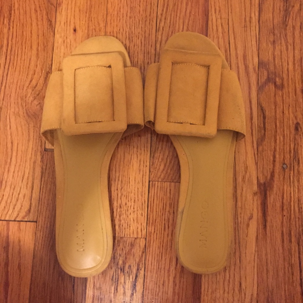 Yellow Mango Buckle Flat Sandals